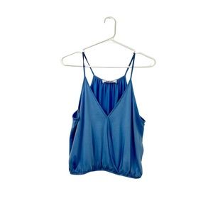 Double Zero Blue Deep V Spaghetti Strap Crop Top